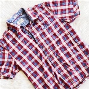 7 Diamonds Red Blue Plaid Dress Shirt XXL